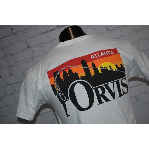 Orvis Atlanta T-Shirt Fishing USA Outdoor Sportsman Mens Size Medium White - Picture 1 of 6